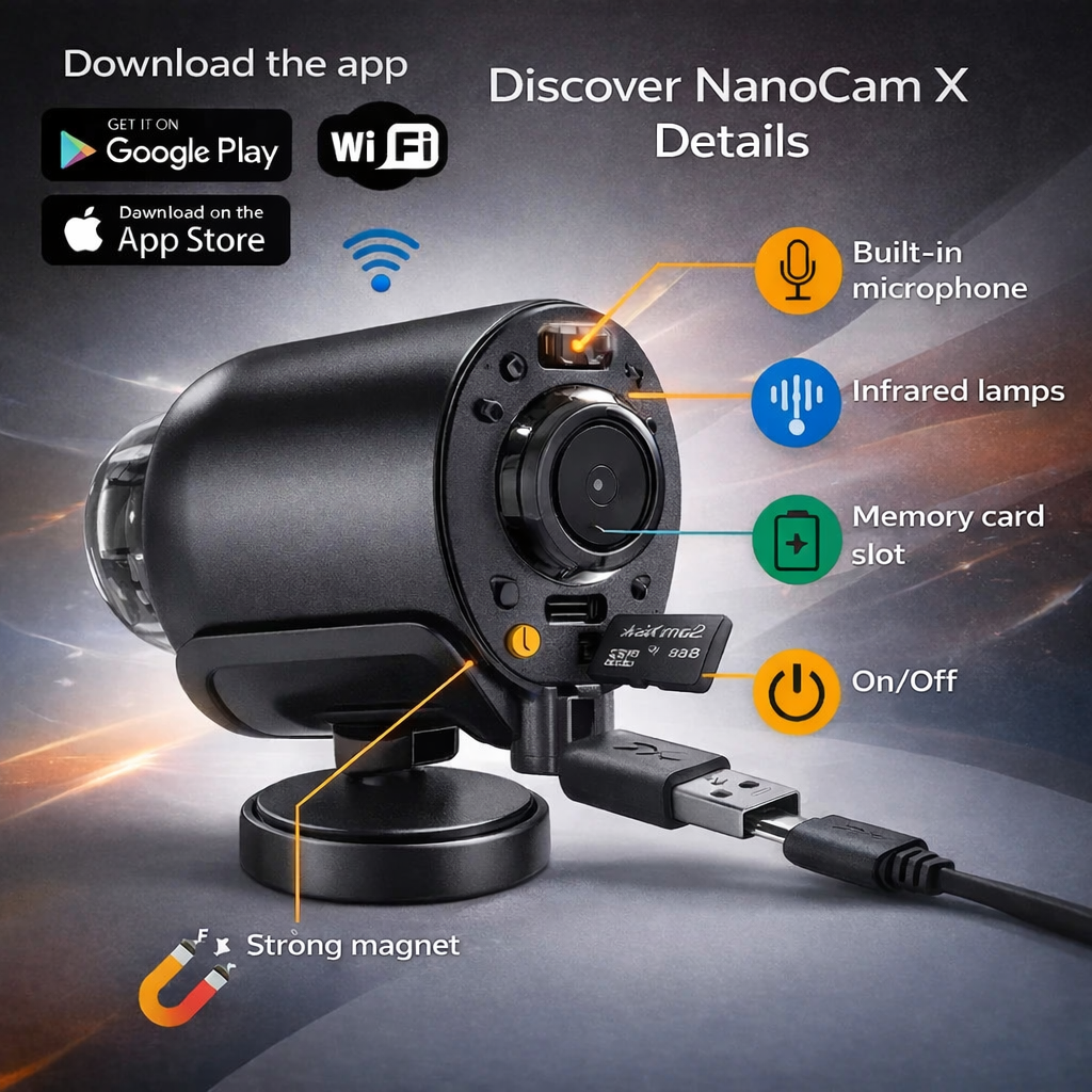 NanoCam X HD - Mini WIFI Camera 1080P HD + Night Vision Included